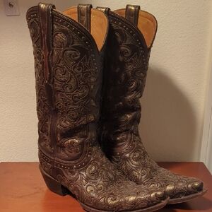 Lucchese Sierra Espresso Dark Brown Embroidered Boots